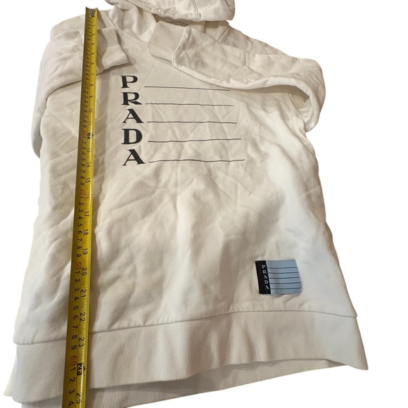 Prada White Cream Hoodie Size S Cozy Style Clean Aesthetic Loungwear Streetwear - Picture 7 of 16
